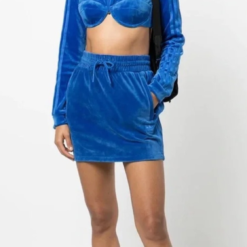NWT Adidas Originals x Jeremy Scott Velour Blue Skirt
